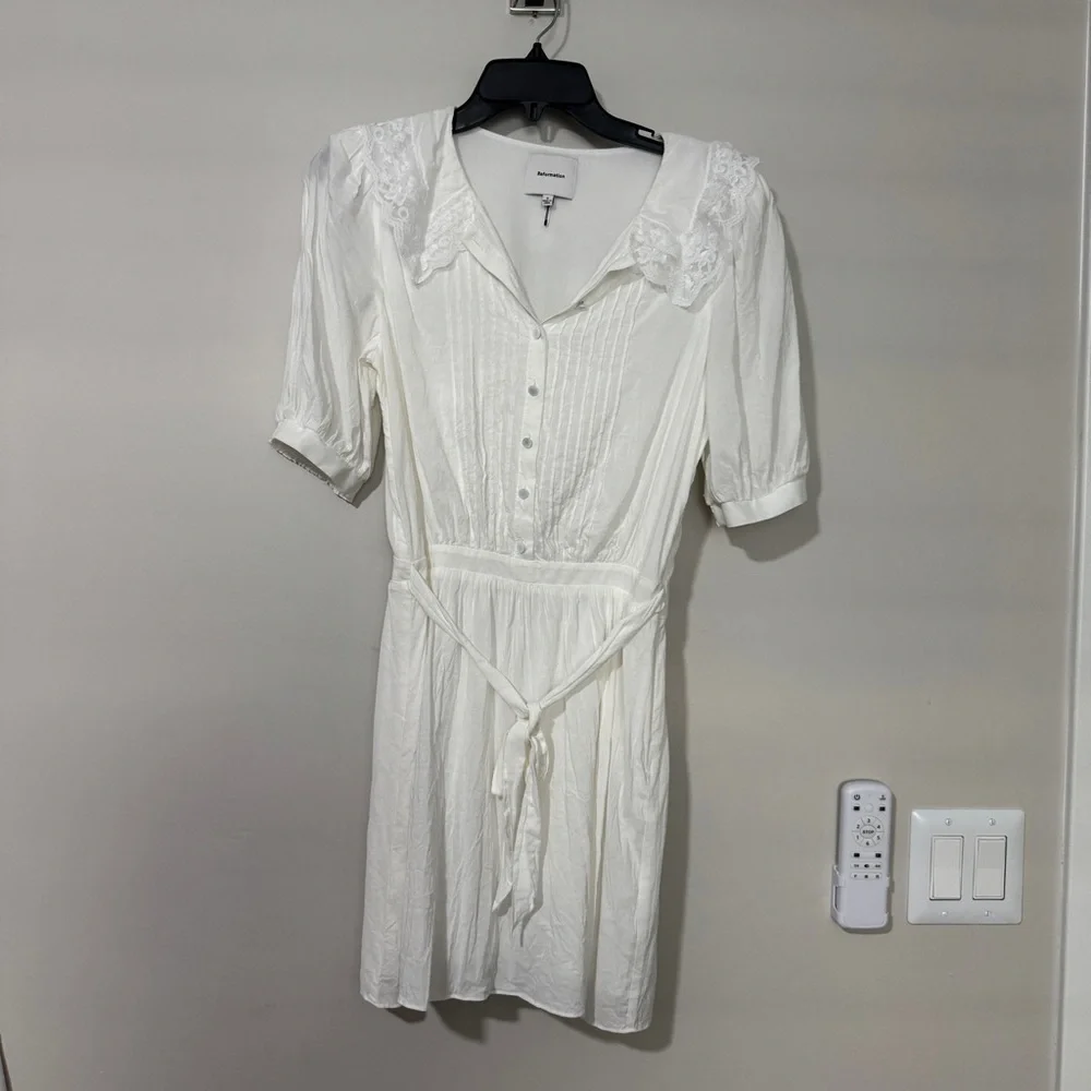 REFORMATION Kairos Mini Dress White Ivory Size 6
